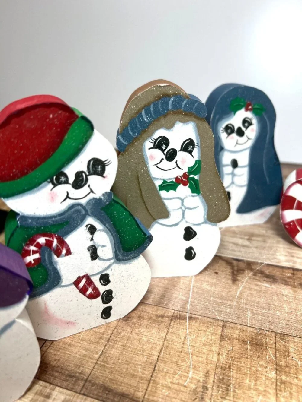 Nativity Scene Hand-Painted Wooden Snowman Figures Holiday Décor Set - 7 Pieces